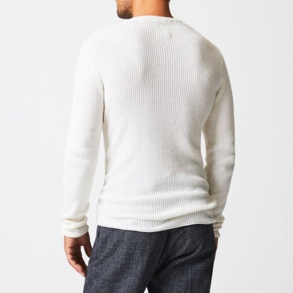 Billy Reid Mini Waffle Crew Long Sleeve Cotton Cashmere Sweater - Picture 3 of 6